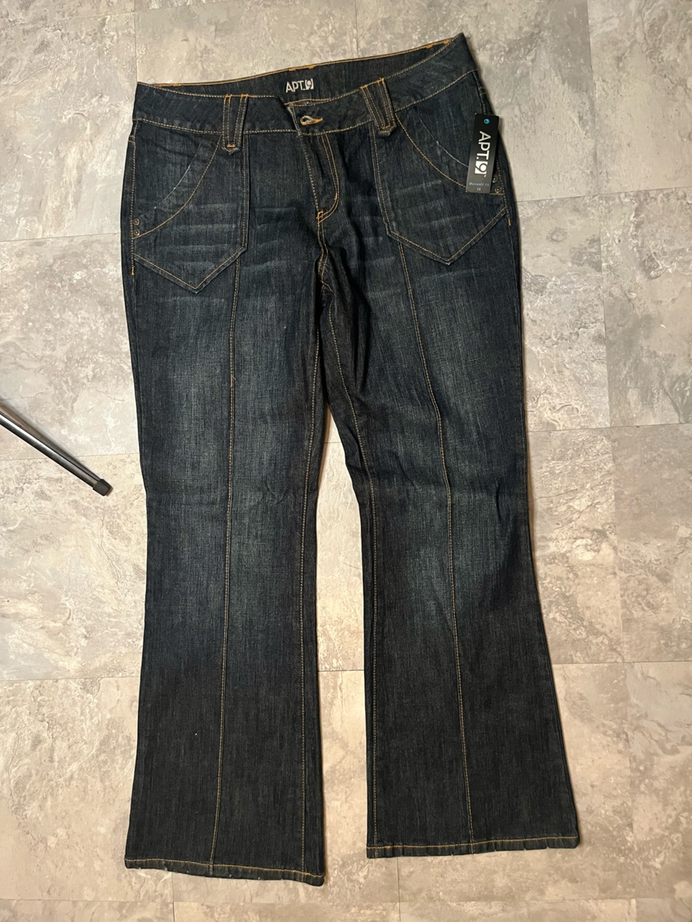 Apt. 9 Women's Dark Blue Wide Leg Jeans with Contrast Stitching